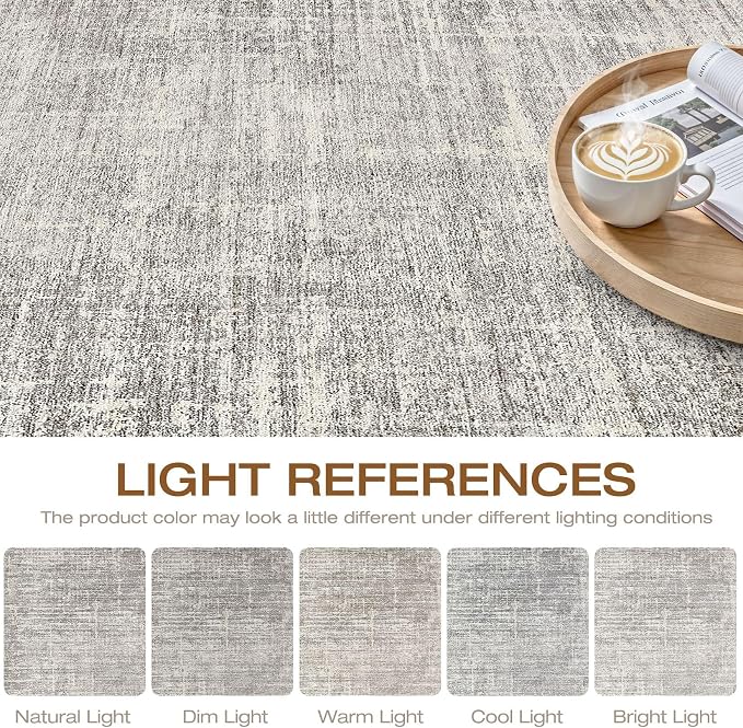 LOONGRUG 10x12 Area Rug Washable Neutral Modern Living Room Rug Brown Gray | Large Abstract Soft Stain Resistant Indoor Non-Slip Carpet for Bedroom Nursery Kids Office Playroom Dining Room
