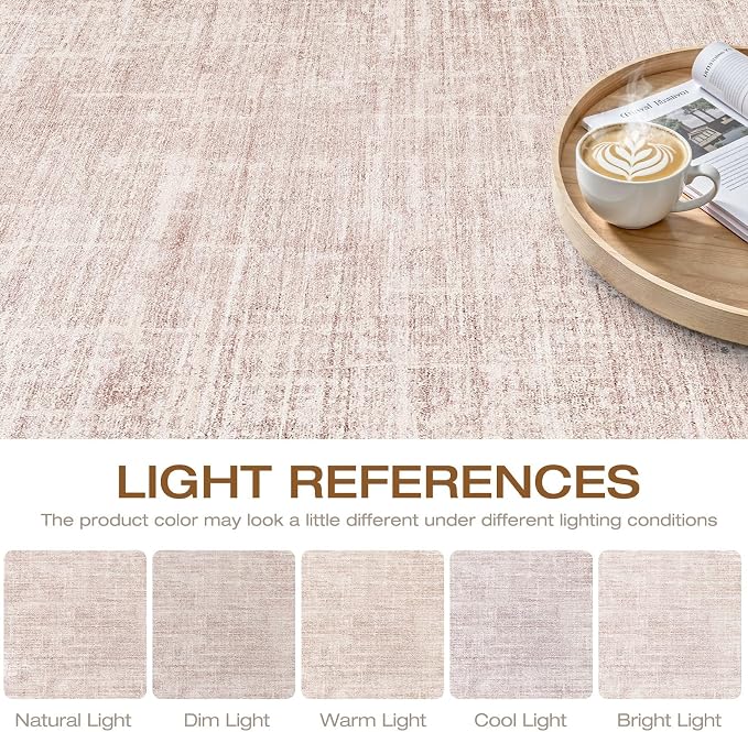 LOONGRUG 5x8 Area Rug Washable Neutral Modern Rug for Living Room Pink | Abstract Soft Stain Resistant Indoor Floor Non-Slip Carpet for Bedroom Nursery Kids Office Playroom