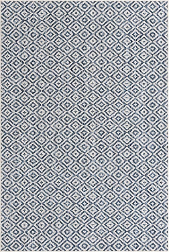 Unique Loom Outdoor Collection Area Rug - Costa Rica (6' 1" x 9' Rectangle, Blue/ Ivory)