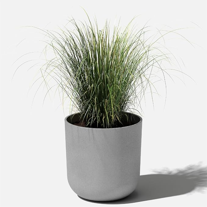 Veradek Mason Series Lima Planter - Round Planter for Indoor or Outdoor Porch/Garden | Made from Plastic-Stone Composite with Drainage Holes | Modern Décor for Succulents, Flowers, Small Plants