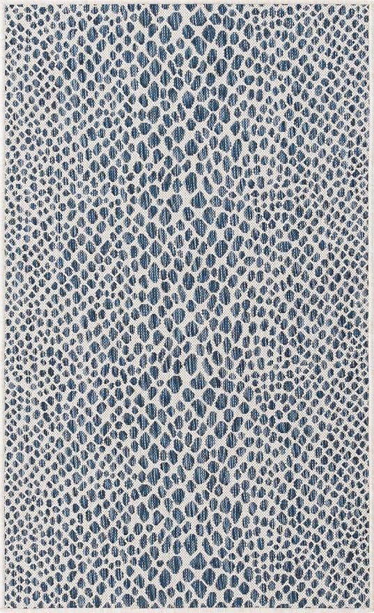 Unique Loom Outdoor Collection Area Rug - Cape Town (3' 3' x 5' 3' Rectangle, Blue/ Olive)