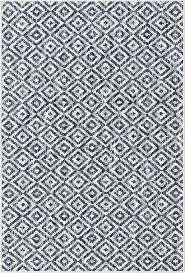Unique Loom Outdoor Collection Area Rug - Costa Rica (4' 1' x 6' 1' Rectangle, Blue/ Ivory)