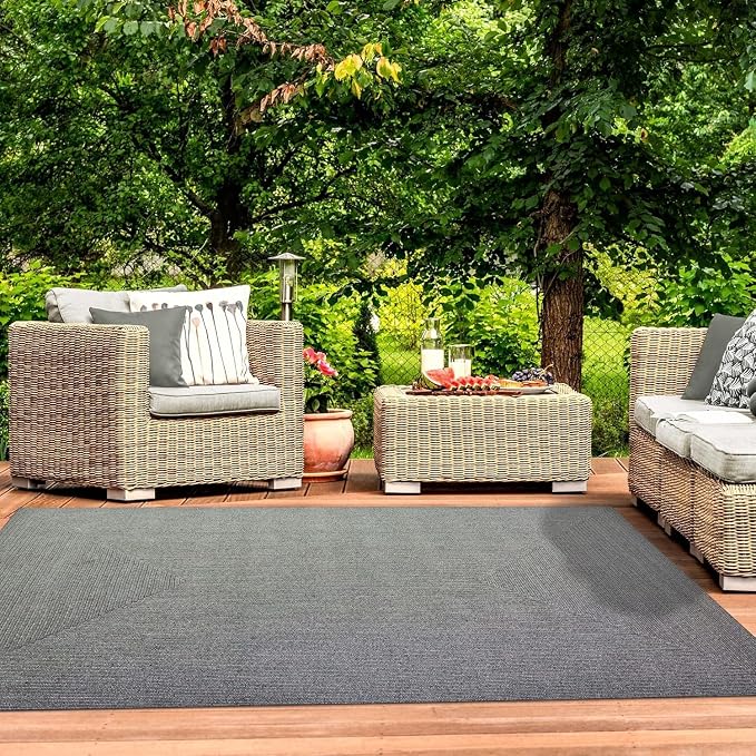 Superior Indoor/ Outdoor Large Area Rug, Reversible Braided Home Floor Decor for Living Room, Kitchen, Entryway, Patio, Front Porch, Deck, Modern, Boho, Farmhouse Style, 3' x 5', Fog Green