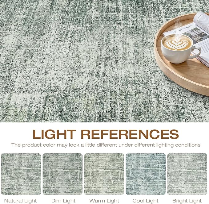 LOONGRUG 5x7 Area Rug Washable Neutral Modern Living Room Rug Dark Green | Abstract Soft Stain Resistant Indoor Floor Non-Slip Carpet for Bedroom Nursery Kids Office Playroom