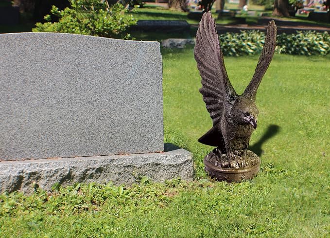EMSCO Group Freedom Eagle Statue 32in Outdoor Garden Decor Sculpture, Natural Bronze Finish, Weather-Resistant Resin, Patriotic