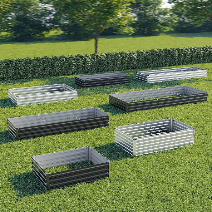 zunatu 8x2x1 ft(2 Pack) Galvanized Raised Garden Bed,Outdoor Planter Box Metal Patio Kit Planting Bed for Vegetables Flowers and Succulents,Black