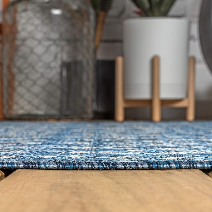 JONATHAN Y Moroccan Geometric Indoor Outdoor Runner Rug 2X14 Navy/Light Gray, Ourika Textured Weave for Backyard, Patio, Porch, Easy-Cleaning, High Traffic, Pet-Friendly, Non-Shedding (SMB108B-214)