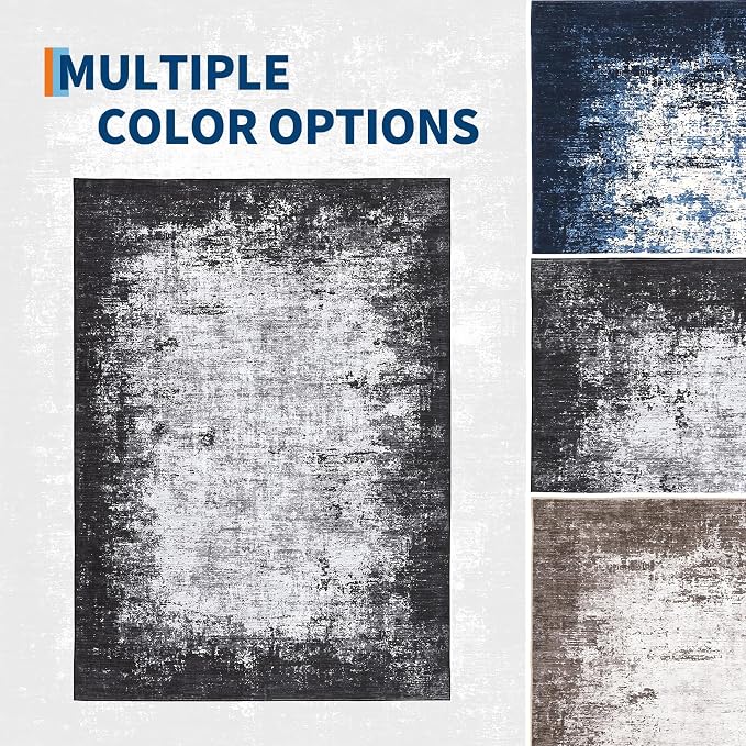 GarveeHome Entryway Rug 2x3 Washable Modern Abstract Small Grey | Non-Slip Backing, Stain-Resistant Low Pile Floor Cover, Colorful Indoor Mat, Bedroom, Kitchen, Laundry