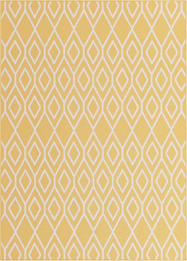 Jill Zarin Outdoor Collection Area Rug - Turks and Caicos (5' 3" x 8' Rectangle Yellow Ivory/Ivory)