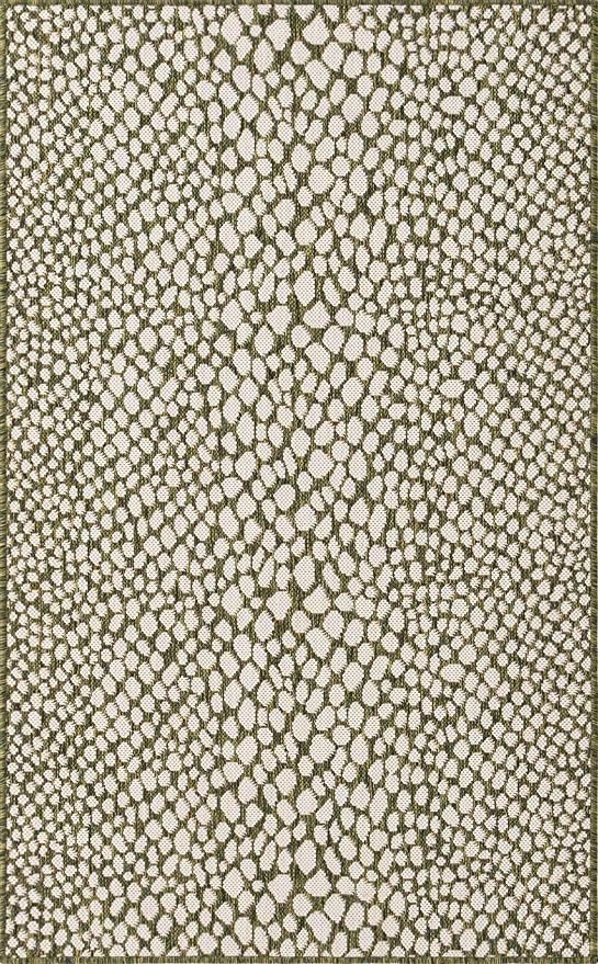 Unique Loom Outdoor Collection Area Rug - Cape Town (3' 3" x 5' 3" Rectangle, Green/ Ivory)