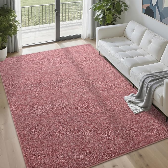 4x6 Dark Red Area Rug | Washable Memory Foam, Low Pile Non Slip Indoor Carpet for Living Room Bedroom Office Classroom College Dorm Room Home Decor