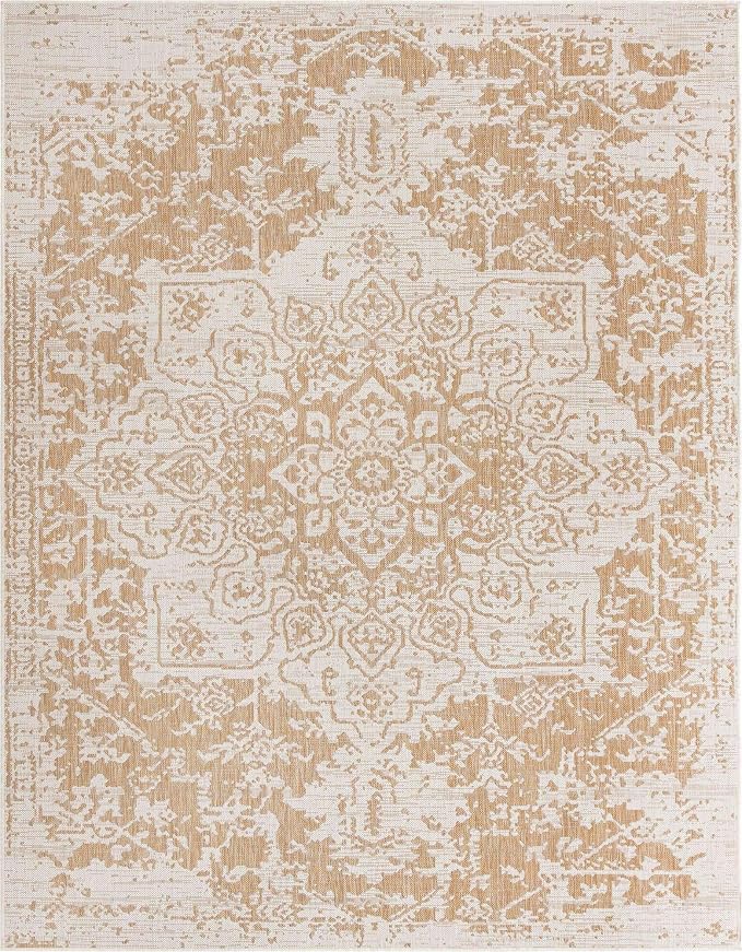 Unique Loom Jill Zarin Outdoor Collection Area Rug - Dubai (7' 10" x 10' Rectangle, Beige/ Brown)