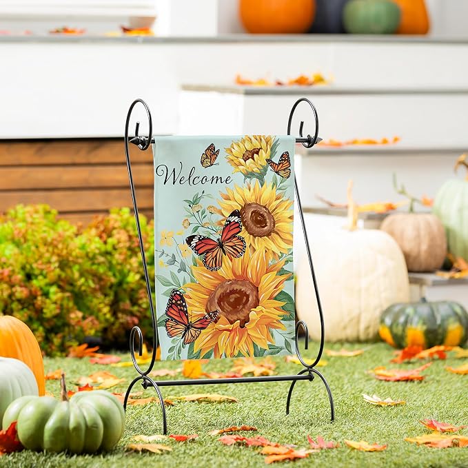 Evergreen Flag Fall Garden Flags Double Sided, Garden Flags for Outside Autumn Decorations for Home, Porch, Yard (Butterfly Glow, 12x18 inch)