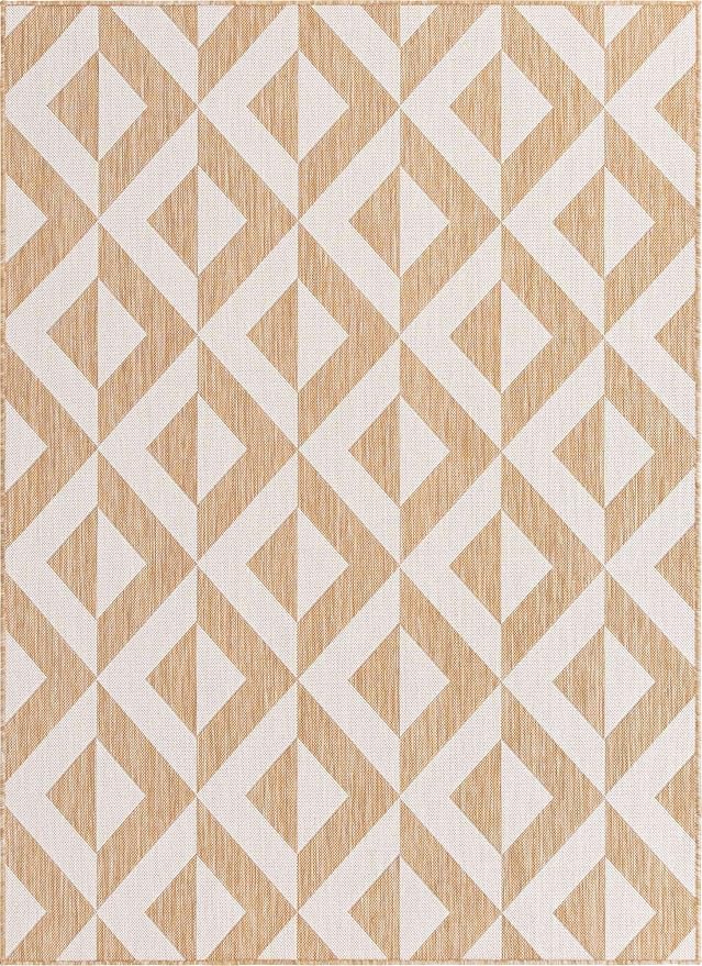 Unique Loom Outdoor Collection Area Rug - Napa (5' 3' x 8' Rectangle, Beige/ Brown)