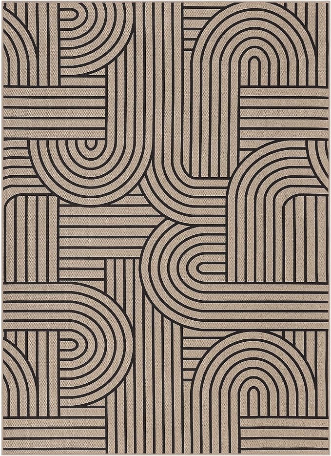 GarveeHome Rainbow Easy Jute Rug 8x10 Abstract Washable Non Slip Living Room Ultra-Thin Bedroom Rug, Non Skid Backing Non Shedding Accent Carpet for Dining Room Office