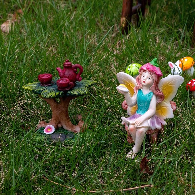 BangBangDa Miniature Fairy Garden Decoration Set - Mini Fairy Figurines Houses Accessories Yard Patio Decor Girl Boy Birthday Gifts Indoor Outdoor Flower Succulent Garden Kit 23PCS
