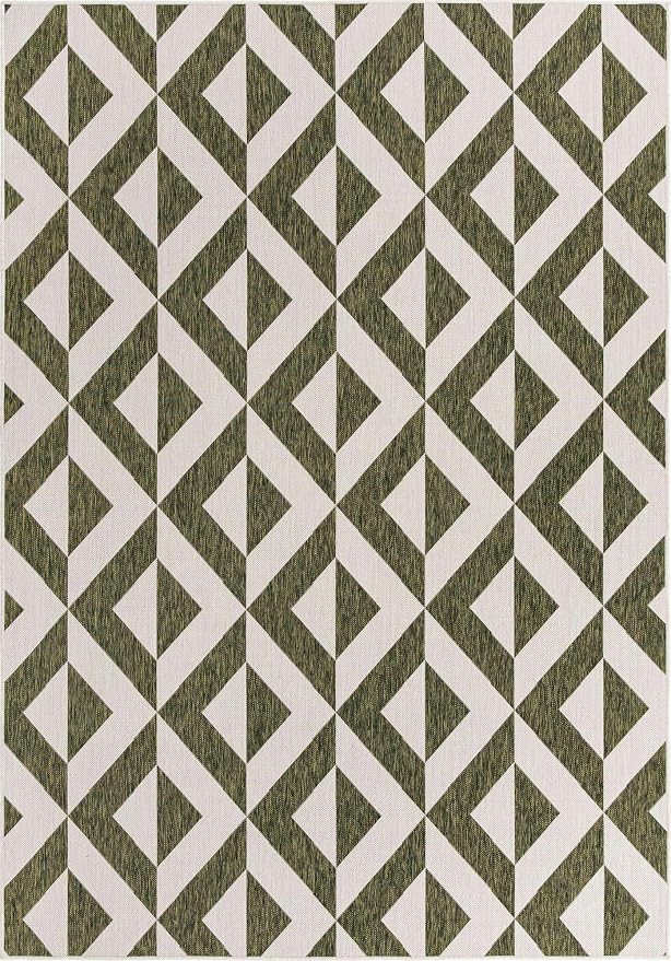 Unique Loom Jill Zarin Outdoor Collection Area Rug - Napa (7' 1'' x 10' Rectangle, Green/ Ivory)