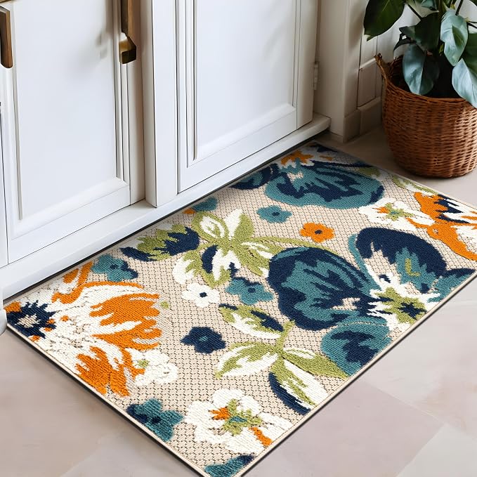 Rugshop Multi Bergamo Floral Indoor/Outdoor Accent Rug Machine Washable for Entryway, Kitchen and Mudroom, 2' x 3'