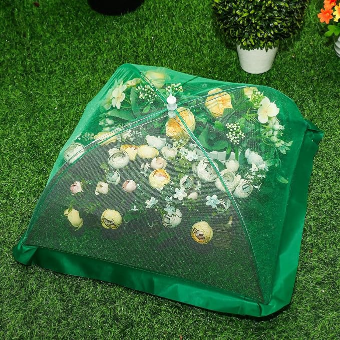 FillTouch 20 Pcs 17 Inch Mesh Plant Cover Plant Protectors from Animals Outdoor Plants Tent for Vegetables Pop up Net Garden Netting Cover Collapsible Plants Umbrella to Keep Small Animals Out