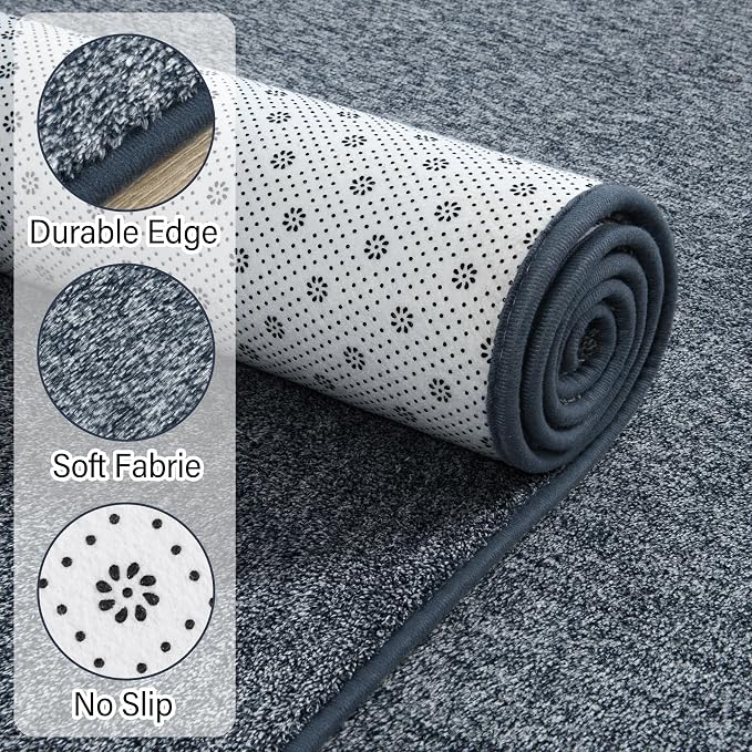 Chicrug Memory Foam 2x4 Small Runner Rugs for Hallway Entryway Bedroom | Modern Low-Pile Carpet Runner Rug for Kitchen, Throw Kids Rug for Bedside Dorm Room Decor, Blue and White