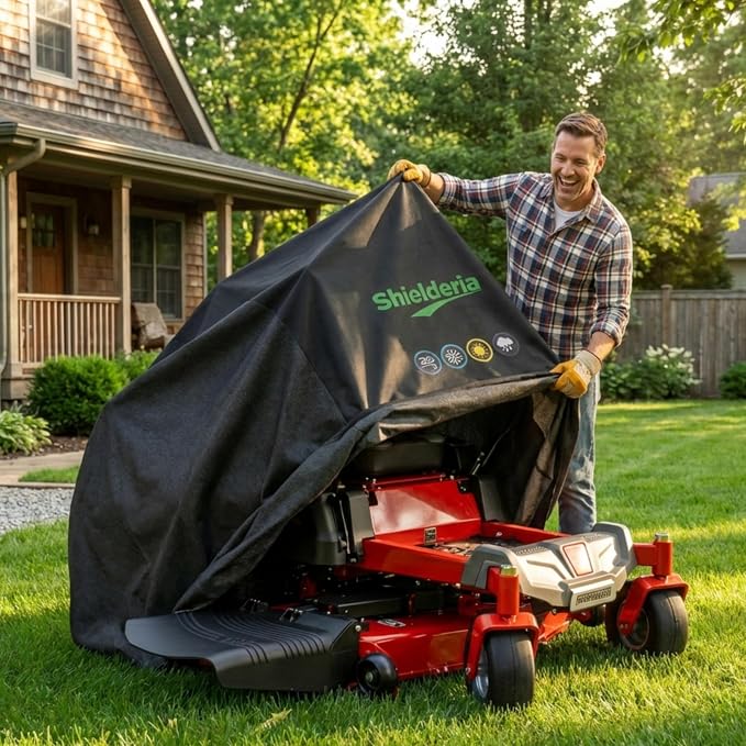 Zero Turn Mower Cover - Heavy Duty 600D Oxford Waterproof Lawn Mower Cover for All-Weather Outdoor Storage, Fits John Deere, Greenworks, EGO, Toro, Craftsman, Husqvarna, Honda & More