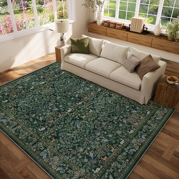 Washable Area Rugs for Living Room: 6x9 Rugs for Bedroom Stain Resistant Non Slip Low Pile Lightweight Soft Carpets for Bedroom Kitchen Dining Room Nursery Kids Room Farmhouse Home Office