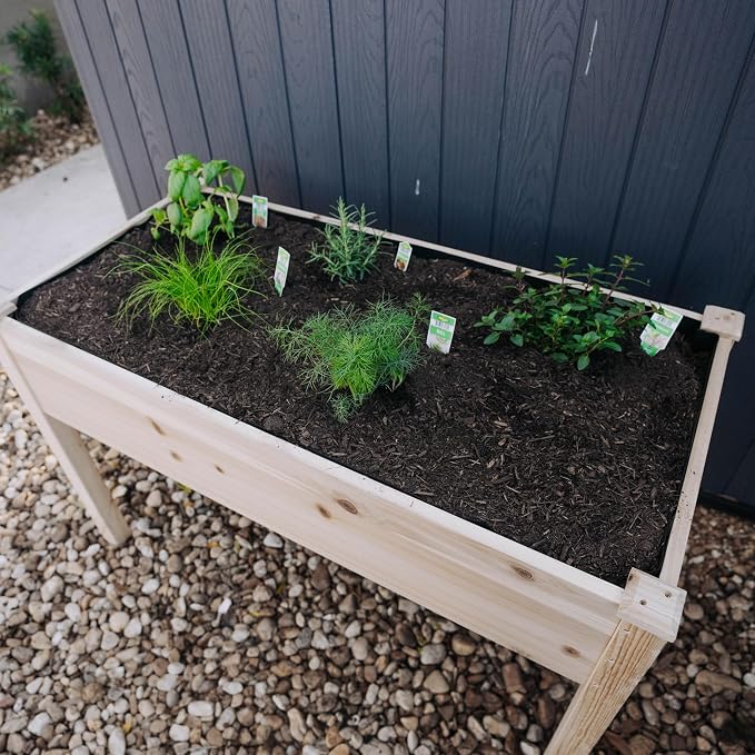 Backyard Expressions Wooden Raised Garden Bed | 48" x 24" x 30" Elevated Planter Box with Included Bed Liner | Outdoor Vegetable, Flower, and Herb Gardening