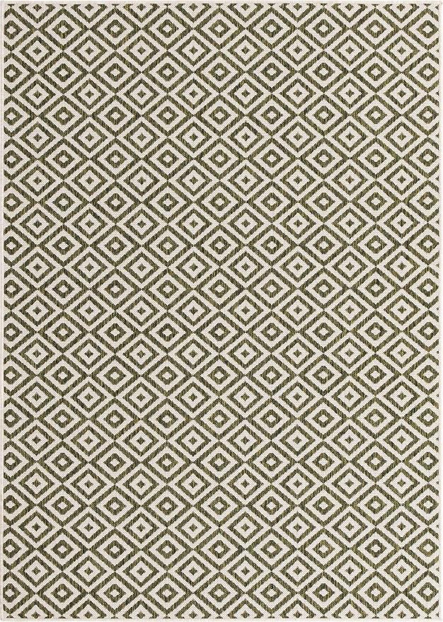 Unique Loom Outdoor Collection Area Rug - Costa Rica (5' 3" x 8' Rectangle, Green/ Ivory)