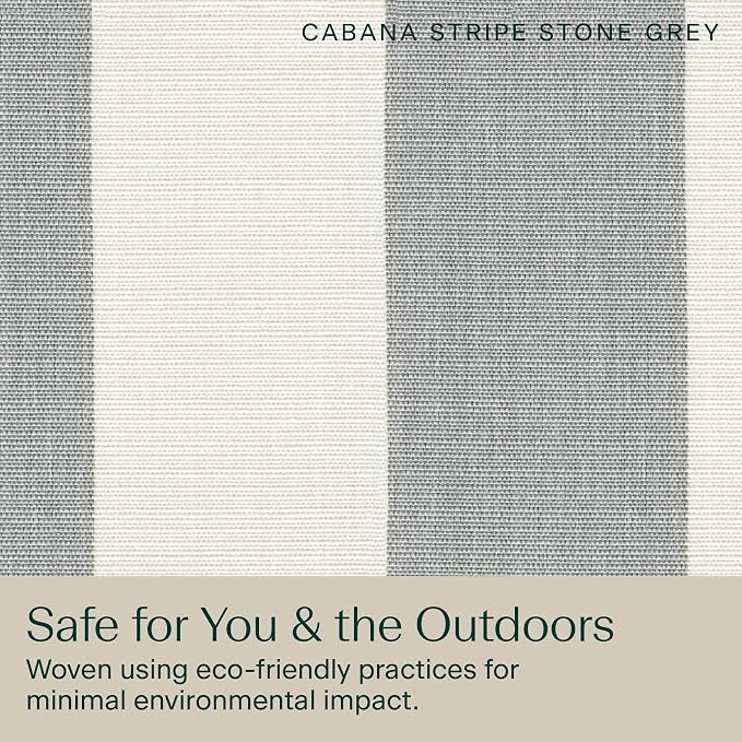 Honeycomb Outdoor Heritage Deep Seat, 24 x 23, Cabana Stripe Stone Grey Chair Cushion with Removable Cover, for Patio Furniture