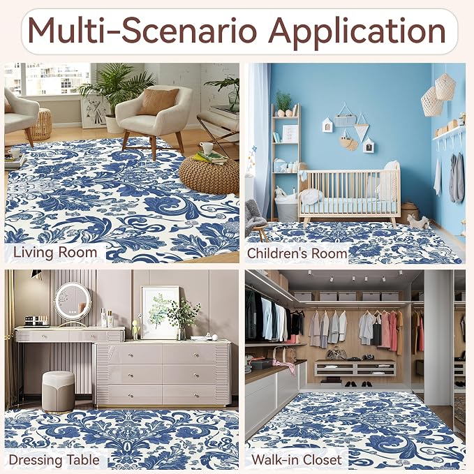Area Rugs Paisley Floral Modern Neutral Large Living Room Carpet Vintage Traditional Flower Washable Rugs 5×7 for Kitchen Dinning Room Bedroom Farmhouse Nursery Office Home Decor