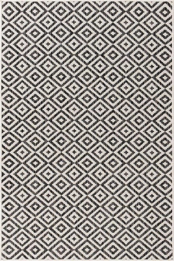 Unique Loom Jill Zarin Outdoor Collection Area Rug - Costa Rica (4' x 6' Rectangle Charcoal Gray/Ivory)
