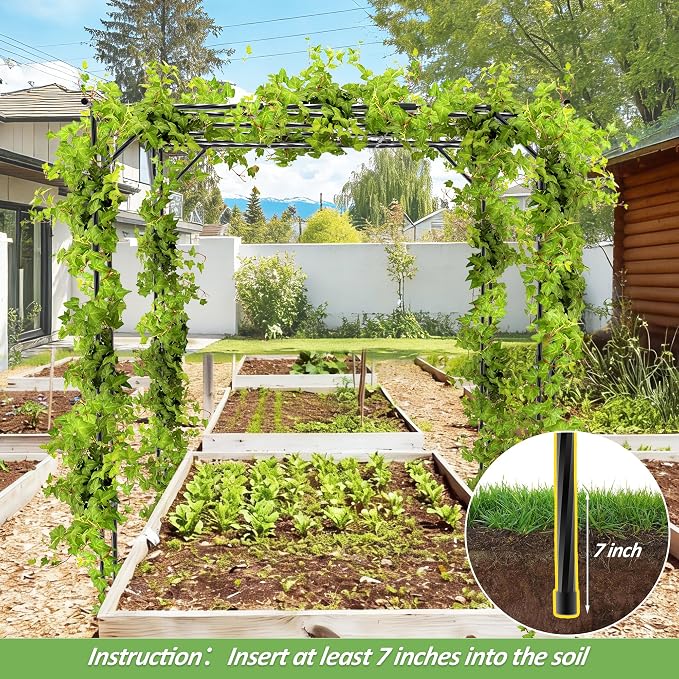 Grape Vine Trellis - Cucumber Trellis Size: 112.8 * 96 * 80.4 inches - Large Outdoor Garden Arch Trellis, Used for Outdoor Climbing of Plants, Courtyard and Garden Decoration (Leg spacing 97")