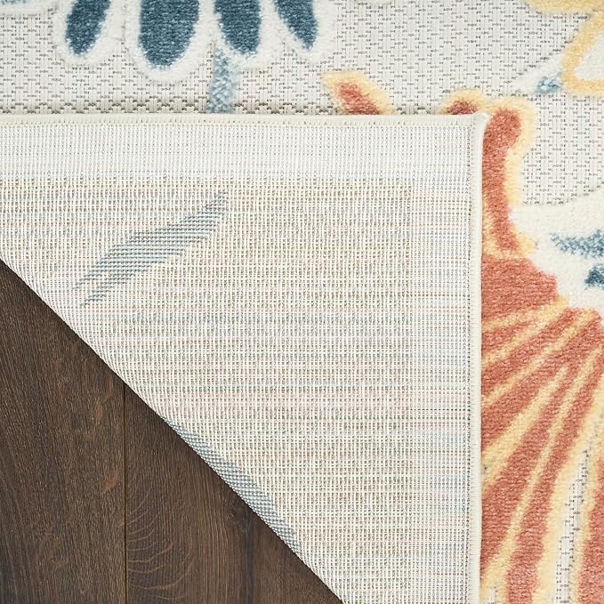 Nourison Home Aloha Ivory Rose 5'3" x 7'5" Area Rug - Easy Clean, Non Shedding, Bed Room, Living Room, Dining Room, Kitchen (5' x 8')