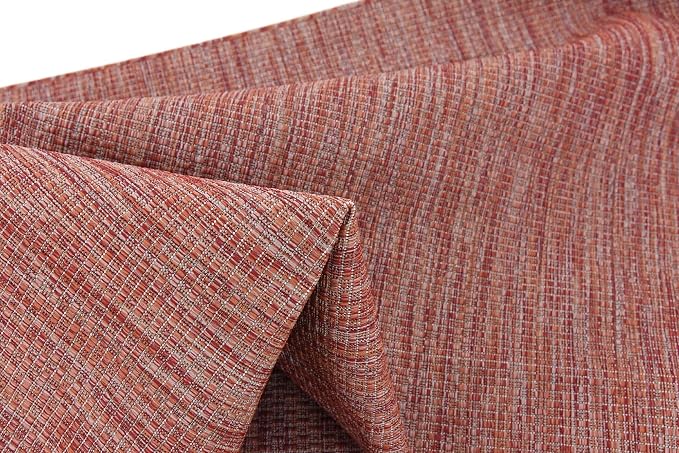 Unique Loom Collection Casual Transitional Solid Heathered Indoor/Outdoor Flatweave Area Rug (6' 1" x 9' Rectangle, Rust Red/Beige)