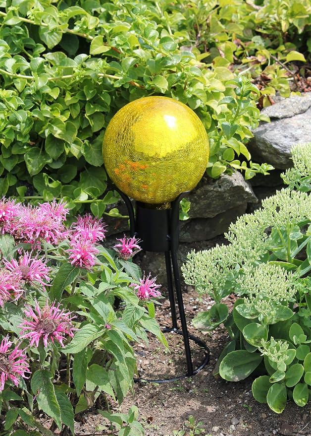 Achla Designs G6-Y-C, Lemon Drop 6-Inch Crackle Gazing Globe Ball, 6
