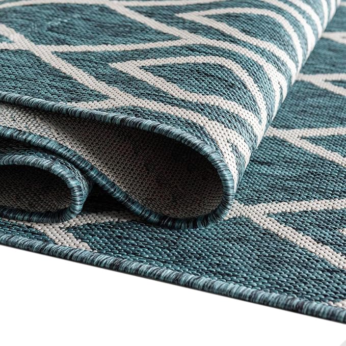 Jill Zarin Outdoor Collection Area Rug - Turks and Caicos (2' 2" x 3' Rectangle Teal/Ivory)