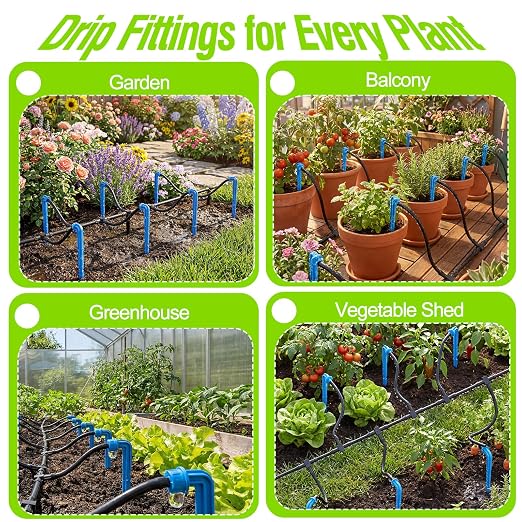 Automatic Drip Irrigation Kit System - 33FT Tubing, Filter, 10 Tee Fittings & 10 Drippers for Potted Plants