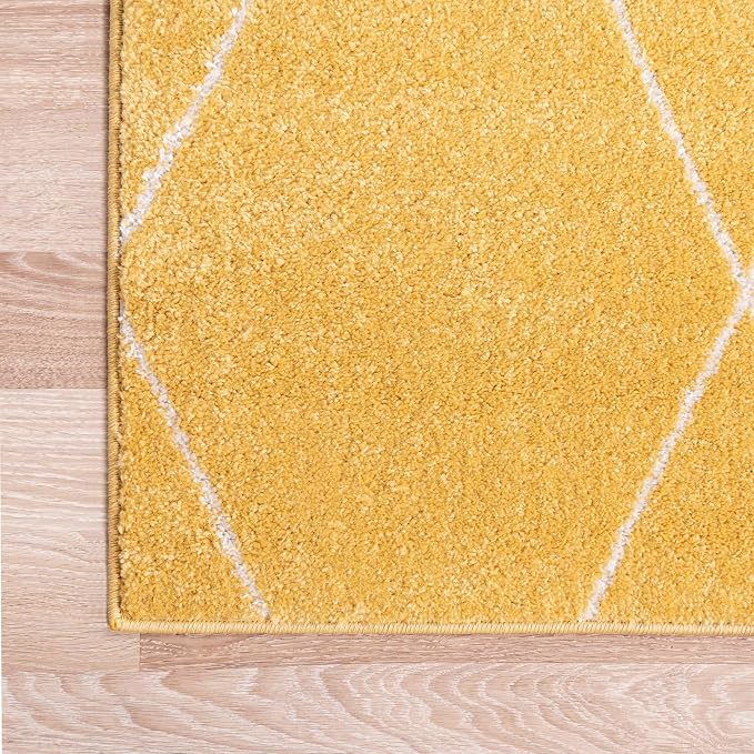 Unique Loom Trellis Frieze Collection Area Rug - Geometric (3' Square, Yellow/ Ivory)