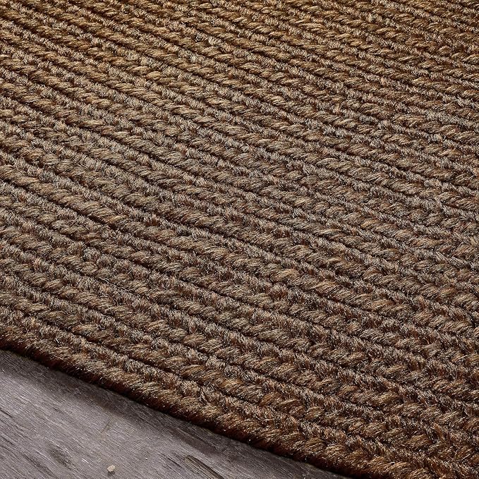 Superior Indoor Outdoor Area Rug, Handwoven Reversible Braided Home Decor for Living Room, Kitchen, Entryway, Patio, Front Porch, Deck, Modern, Boho, Farmhouse Style, 2' x 8' Oval, Cocoa