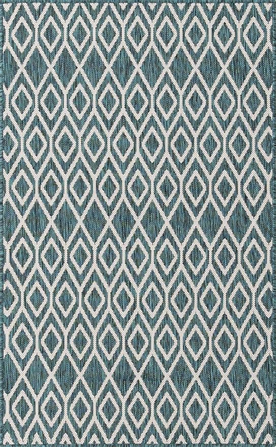 Jill Zarin Outdoor Collection Area Rug - Turks and Caicos (3' 3" x 5' 3" Rectangle Teal/Ivory)