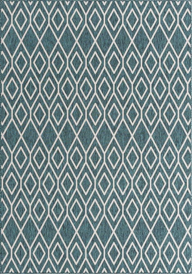 Jill Zarin Outdoor Collection Area Rug - Turks and Caicos (7' 1" x 10' Rectangle Teal/Ivory)