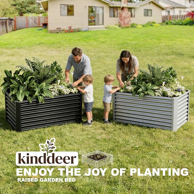4x2x2ft(2 Pack) Raised Garden Bed Kit, Galvanized Planter Garden Boxes Outdoor, Metal Raised Garden Beds for Vegetables,Fruits, Flower,Black