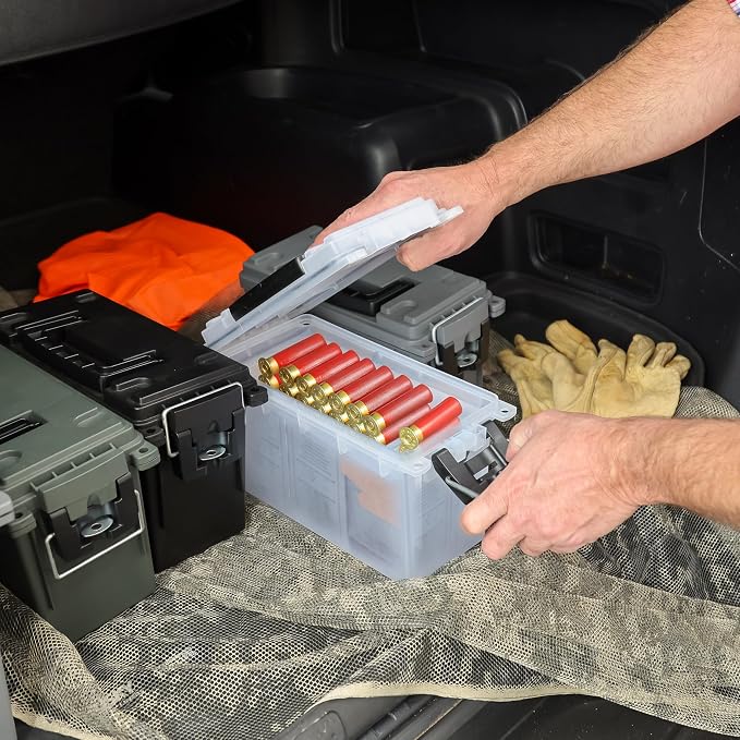 Sheffield Ammo Box Made in USA, Stackable Lockable Ammo Storage Box, Frost | 2 Pack Lockable Storage Box, Water and Dust Resistant Dry Box, Secures Hunting Gear, Gun Accessories, Supplies, and Bullets
