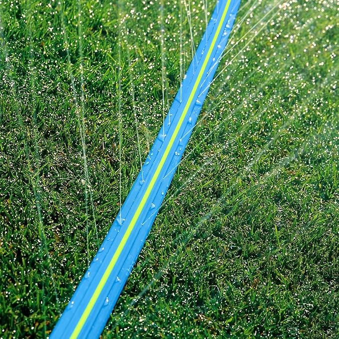 Winisok Upgrade Flat Sprinkler & Soaker Hose for Garden, Heavy Duty 3-Tube Lawn Irrigation Hose with Landscape Stakes and Y-Splitter, No-Kink Flexible Watering Hose for Yard, Plants (50ft x 2packs)