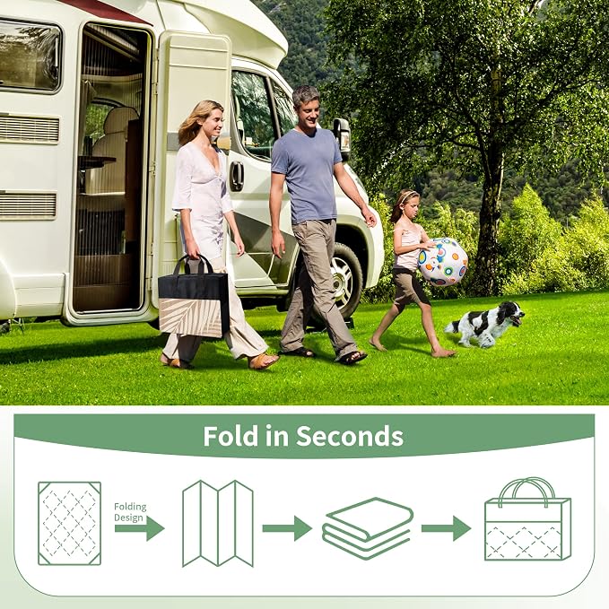 GENIMO Outdoor Rug 10' x 14' Waterproof for Patios Clearance, Reversible Outdoor Plastic Straw Camping Rug Carpet, Large Area Rugs Mats for RV, Camper, Deck, Balcony, Porch, Beach, Brown&Beige
