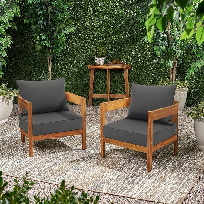 Favoyard Outdoor Seat Cushion Set 22 x 22 Inch Waterproof & Fade Resistant Patio Furniture Cushions with Removable Cover Deep Seat & Back Cushion with Tie Straps for Chair Sofa Couch