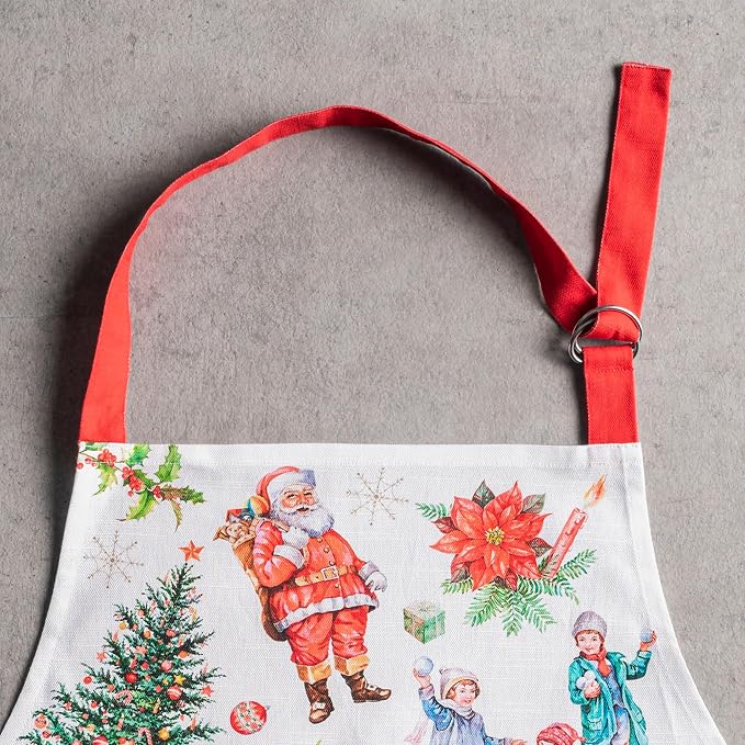 Maison d' Hermine Aprons for women with Pocket 100% Cotton (27.50"x31.50") | Adjustable Neck Strap & long ties Apron Men Chef Wedding Cooking Gardening Server Maid