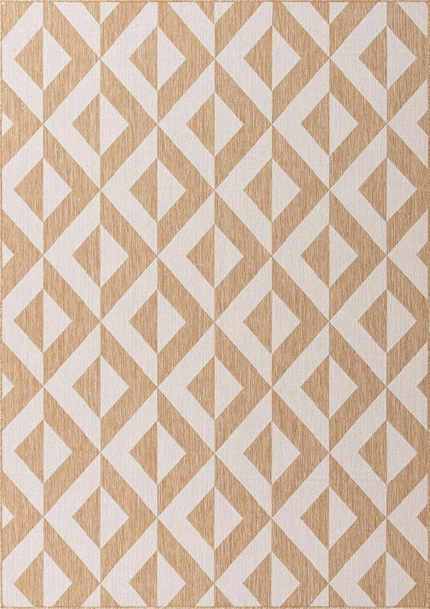 Unique Loom Outdoor Collection Area Rug - Napa (7' 1" x 10' Rectangle, Beige/ Brown)