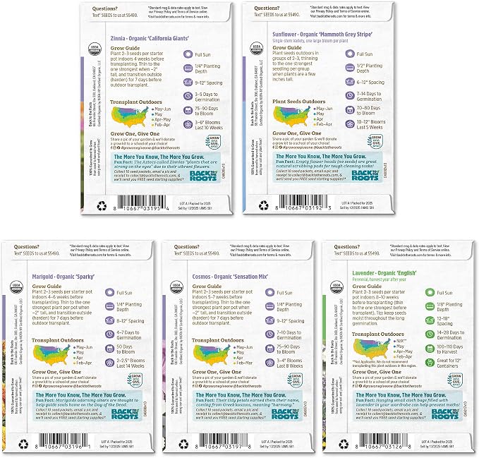 Back to The Roots Organic Flowers Seeds Variety (5-Pack)