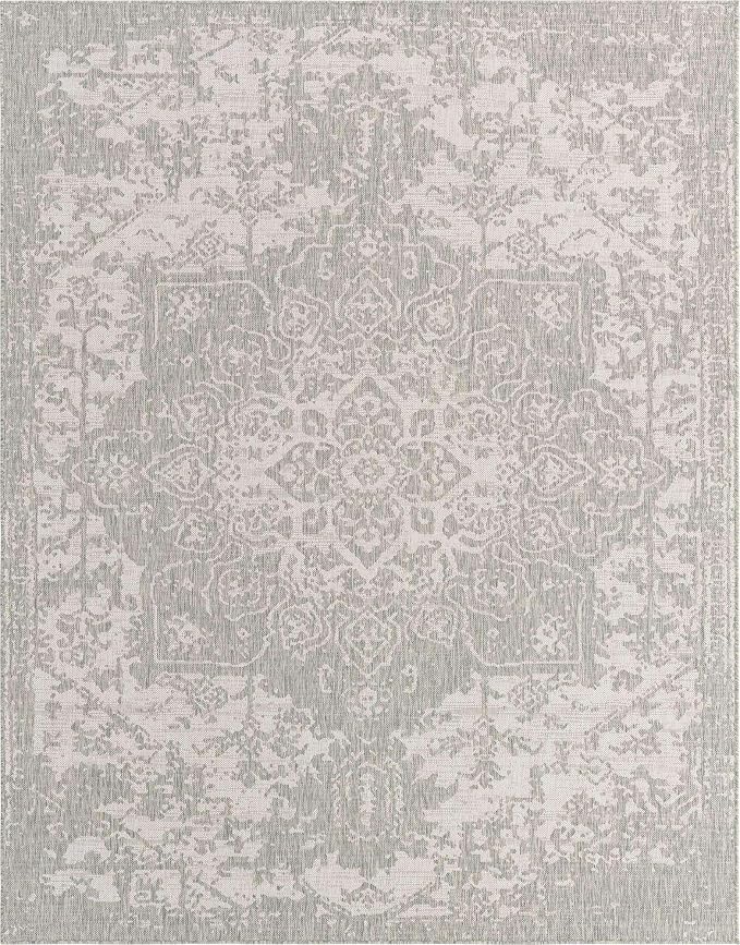 Unique Loom Jill Zarin Outdoor Collection Area Rug - Dubai (7' 10'' x 10' Rectangle, Gray/ Ivory)